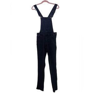 Dollhouse Black Denim Front Pouch Side Zippered Crossed Back Overalls